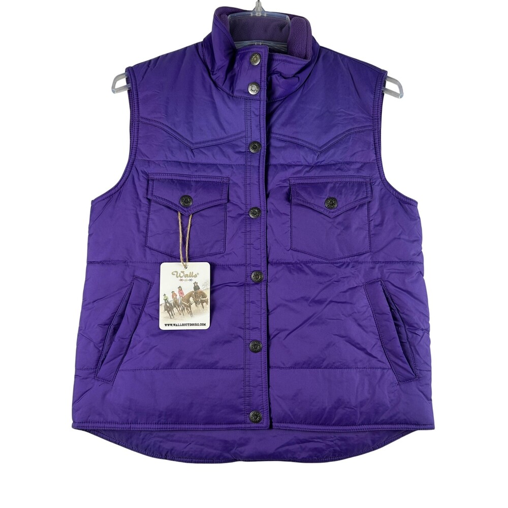 Walls Vest Womens Small Regular Purple Quilted Ranch Wear Snap Western Insulated